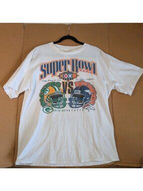Vintage Denver Broncos Green Bay Packers XL Shirt 1998 Super Bowl XXXII Helmet